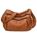 Vintage Frauen Schulter Tasche Pu Leder Crossbody-tasche Weiche Frauen Geldbörse Multi-taschen