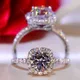 100% Moissanite Ringe 1CT 2CT 3CT Brilliant Diamant Halo Verlobung Ringe Für Frauen Mädchen