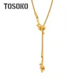 TOSOKO Edelstahl Schmuck Lange Pullover Kette Herz Knoten Quaste Einstellbare Halskette frauen Mode