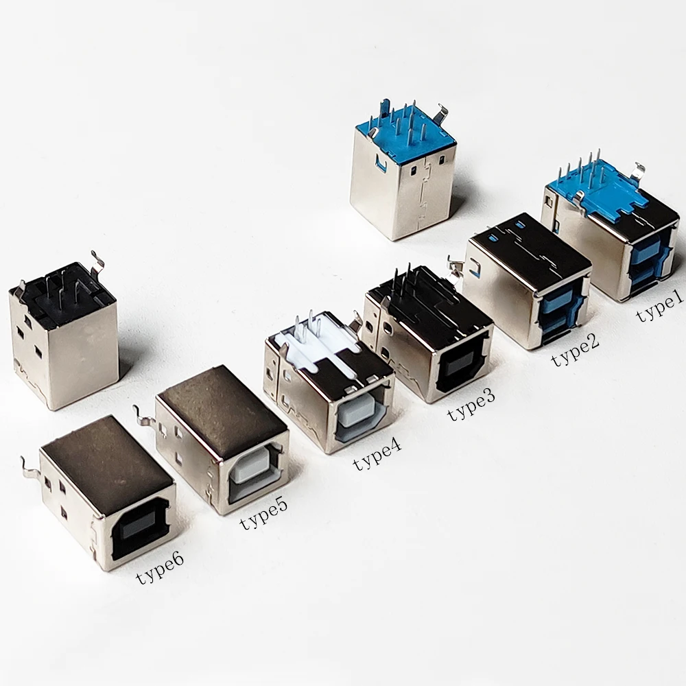 5 Stück USB 2.0 USB 3.0 Anschlussbuchse Buchse Buchse Buchse Stecker B Typ 90 ° /180 ° Stecker Löten PCB Connector Druckerschnittstelle Image