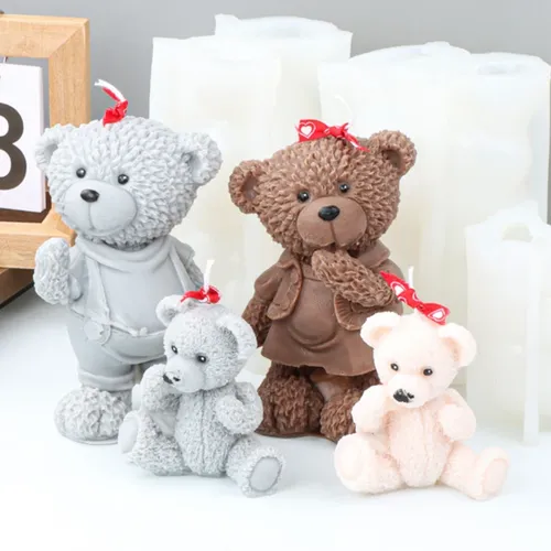Diy niedlichen Teddybär Kerze Silikon form Tier Kerze Herstellung Seife Harz Ton Form Eiswürfel