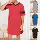 Männer Sommer Top Farbe passend Männer Lounge wear lange Stil Kurzarm V-Ausschnitt Home Kleidung
