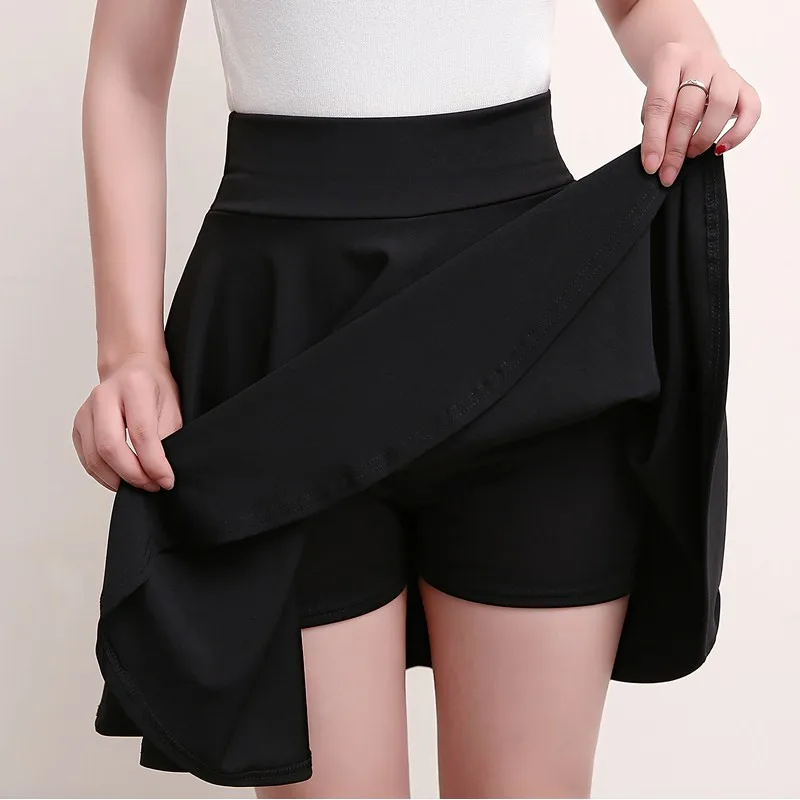 2023 Ausgestellte Röcke für Damen, Basic-Shorts, Rock, modisch, vielseitig, schwarz, lässig, Mini-Skater, mittlere Falten, flauschiger Rock, Übergröße Image