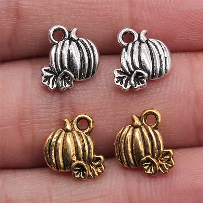 WYSIWYG 20pcs Charms Kürbis Herbst Thanksgiving Halloween 10x10mm Tibetischen Anhänger Handwerk