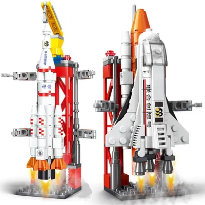 Space Shuttle Aerospace Raumschiff Träger Rakete MOC Bausteine Ziegel Klassisches Modell Spielzeug Für Kinder Geschenk Image