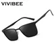 VIVIBEE Klassische Rechteck Polarisierte Sonnenbrille Männer Matte Schwarz UV400 Fashion Square