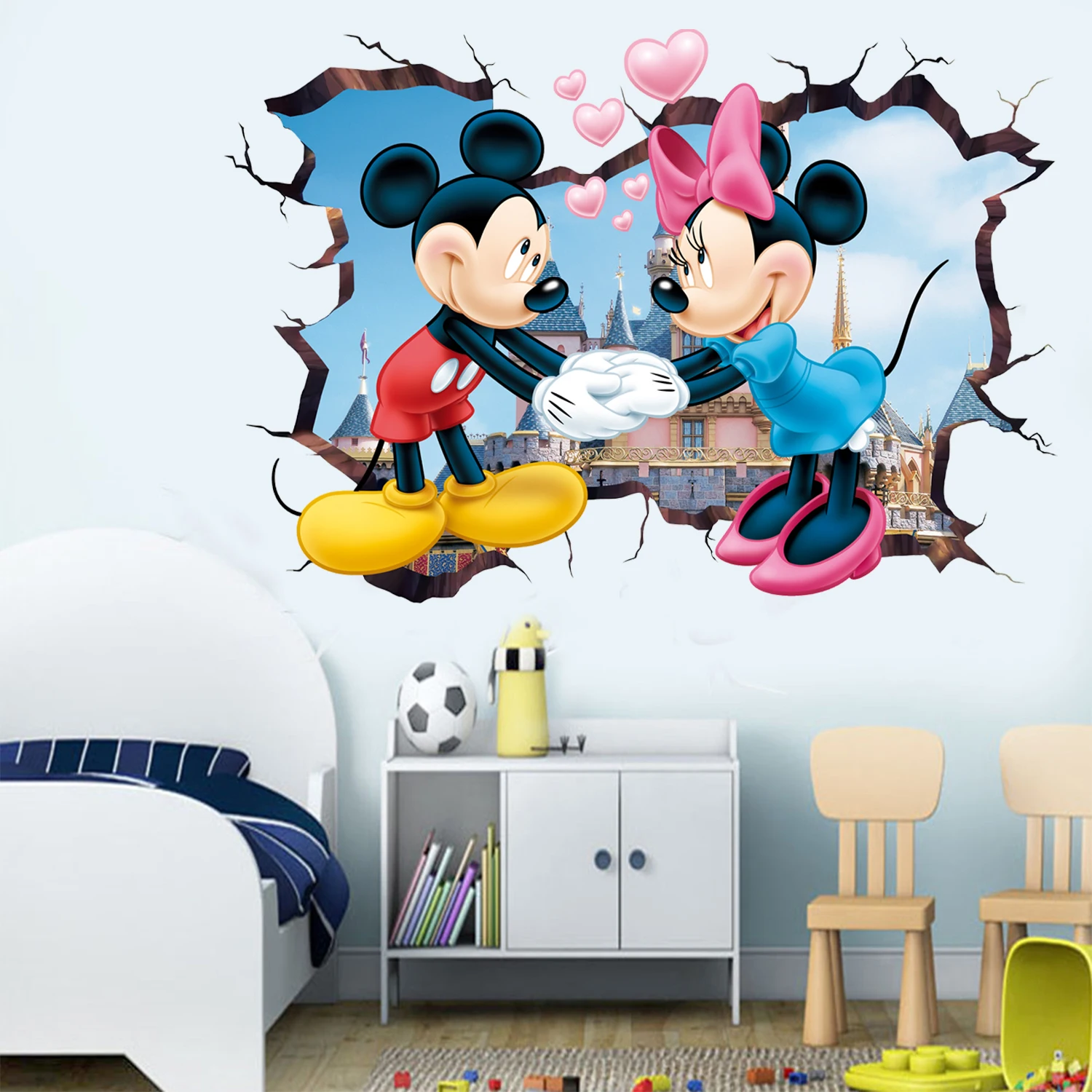 Cartoon Mickey Minnie Mouse Baby Home Aufkleber Wandaufkleber für Kinderzimmer Baby Schlafzimmer Wandkunst Kinderzimmer Vergnügungspark DIY Poster Image