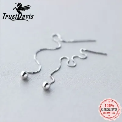 Trusta Ohrringe aus 100 % 925er-Sterlingsilber, Schmuck, Tropfen, solide Perlen, Ohrlinie,