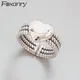 Foxanry Stempel Liebe Herz Ringe Vintage handgemachte Webart Thai Silber elegante Party Schmuck