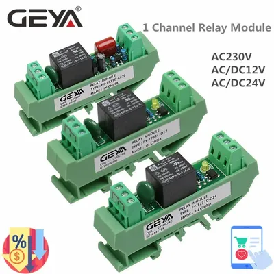 Geya 1-Kanal-Relaismodulplatine 5V 12V 24V 48V 110V 230VAC 1-Kanal-Relaismodul Elektro magnetisches