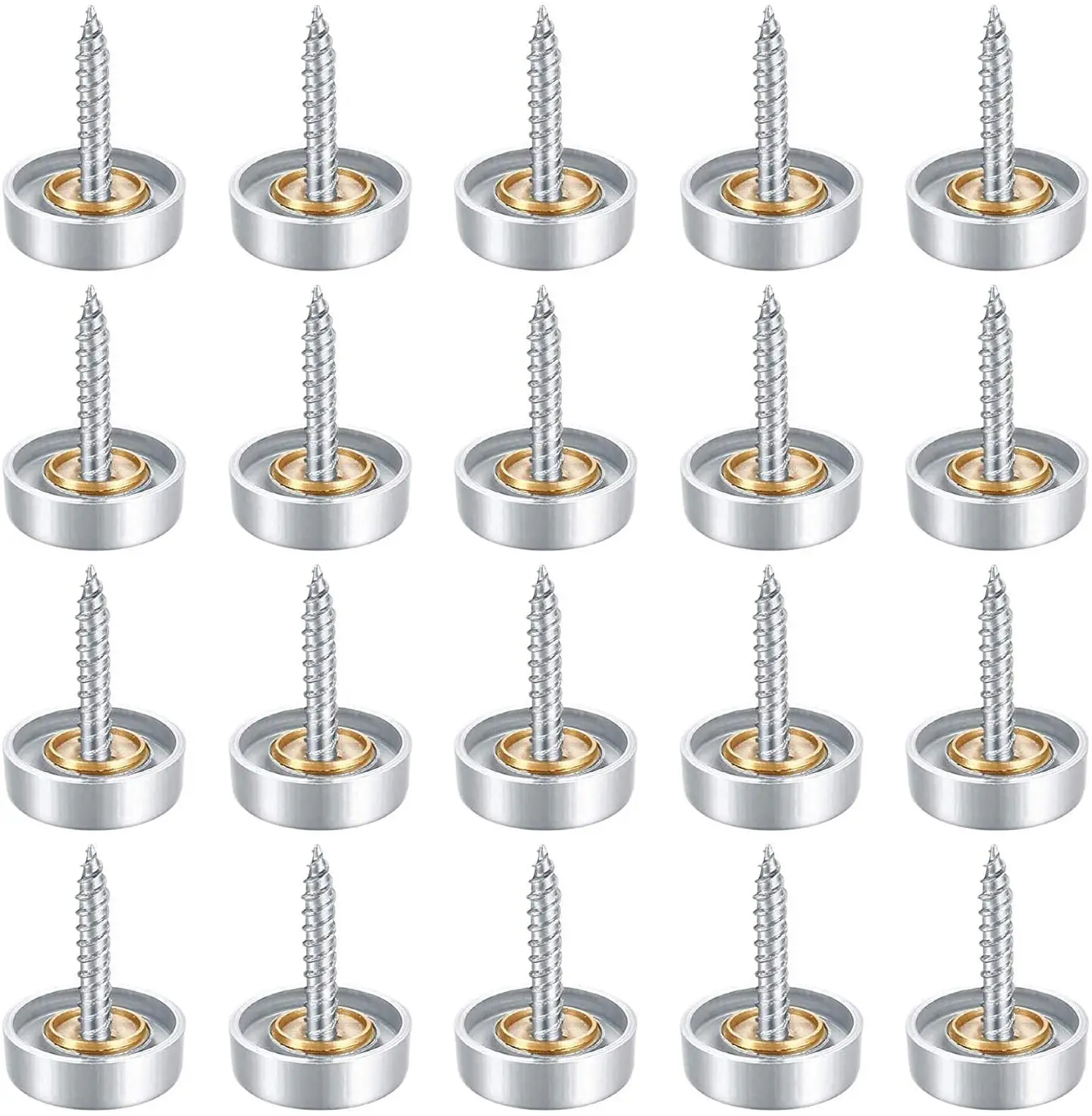 20 Stück Edelstahl-Abstandsschrauben, Abstandsbolzen, Schilder, Werbebefestigungen, 16 mm, dekorativer Spiegel, Schraubverschluss, Nägel, Schraubenabdeckungen Image