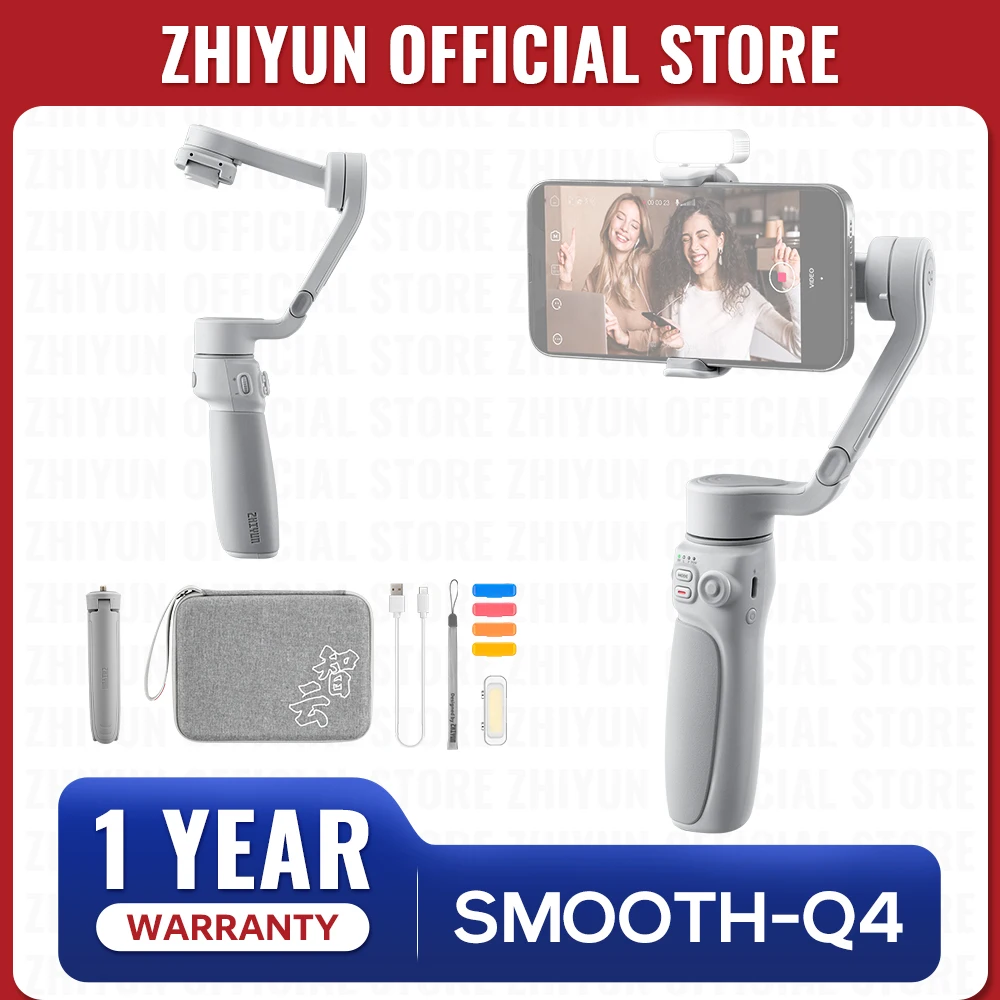 ZHIYUN Offizieller Smooth Q4 Smartphone Gimbal Phone Gimbals 3-Achsen-Handstabilisator für iPhone 15 pro max/HUAWEI/Samsung/Xiaomi
