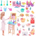 Barbies Mini Möbel Waschen & Kochen Maschine Pet Hause Schlafen Kleid Set Barbies Zubehör Für Kinder