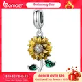 Bamoer Vintage 925 Sterling Silber Sunflower Charm Marienkäfer Anhänger fit für Frauen Original