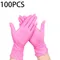 100PCS Einweg Rosa Nitril Handschuhe Latex Freies Wasserdichte PVC Haushalt Wasserdichte Rosa