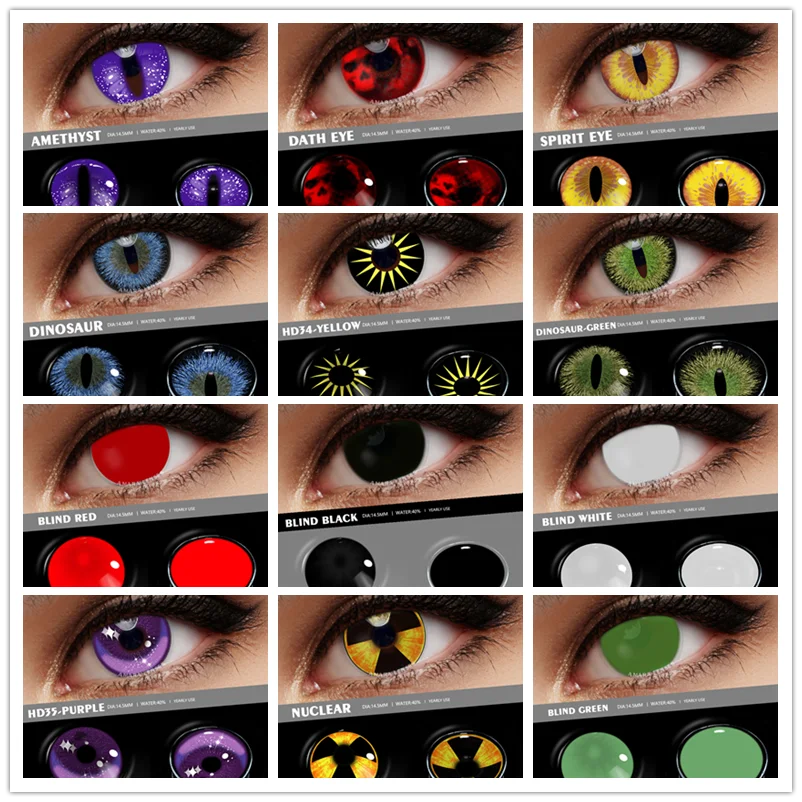AMARA Farbe Kontaktlinsen Für Augen 2 stücke Anime Cosplay Farbige Linsen Blau Verrückte Halloween Linsen Kontaktlinsen Schönheit Make-Up