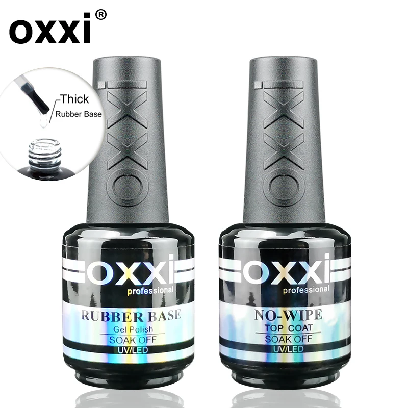 OXXI 15 ml Basis- und Decklack für Gel-Nagellack, semipermanenter Lack, Gummi-Decklack und Basismantel, Gellac UV-LED, Permanent-Emaille Lak Image