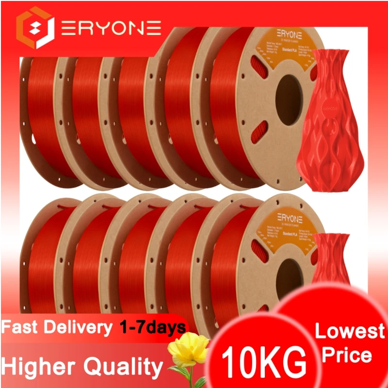 ERYONE NEUES Standard-PLA-Filament 1/3/5/10 kg 1,75 mm 3D-PLA-Verbrauchsmaterial mit geringer Schrumpfung für 3D-Drucker 1 kg/Rolle (2,2 lbs/Rolle) Image