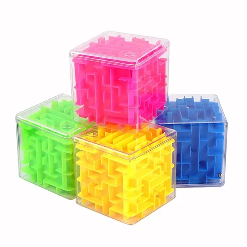 8cm/3 15 in Cube 3D Labyrinth Puzzle Sechs-seitige Rolling Ball Spiel Labyrinth Kinder Balance