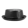 Neue Mode Männer Schwarz Leder Trilby Hut Männlichen Fedora Kappe Retro Frauen Herbst Marke Porkpie