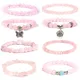 Trendy Rose Quartzs Armband Rosa Kristall Perlen Armbänder Stretch Natürliche Stein Charme Armreifen