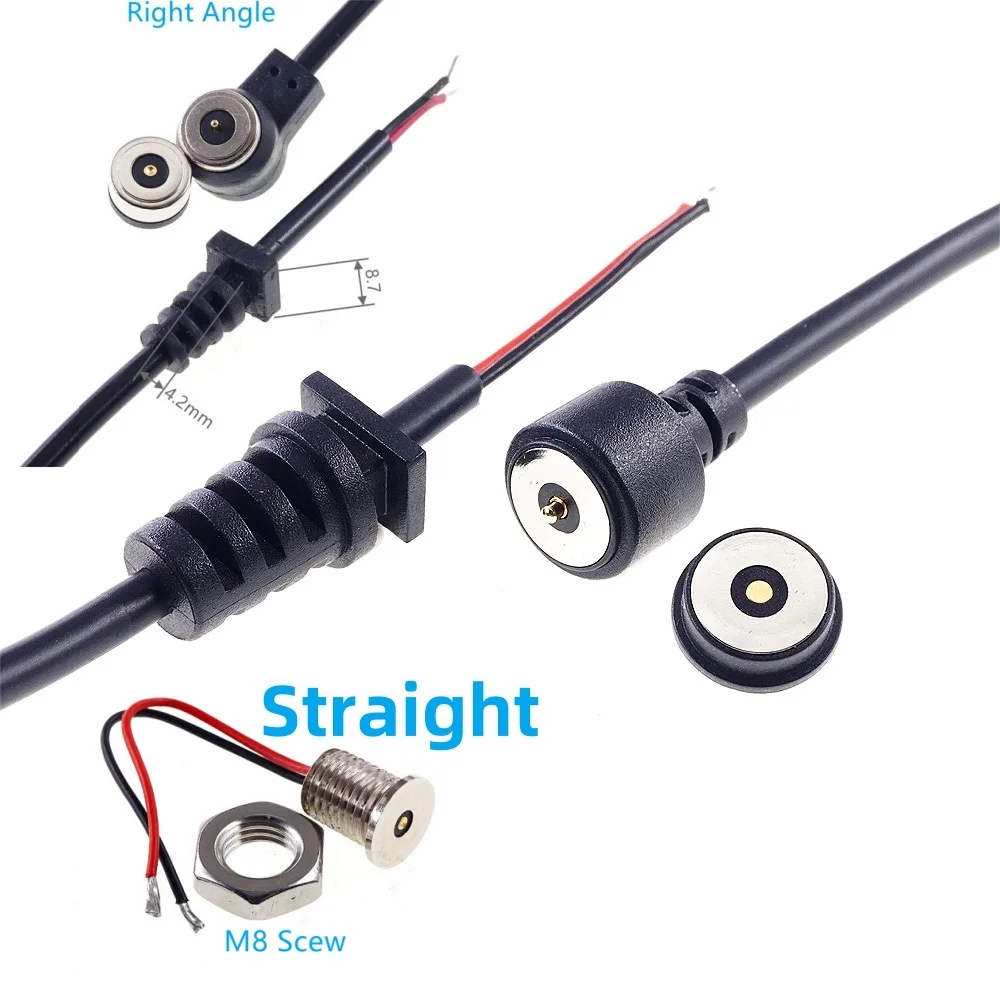 1 3 5 20 Stück 2 Drähte Offener DC-Magnet Federbelasteter Pogo-Pin-Stecker Schnelllade-Magnetkabel 12 V 3 A Netzkabel 1,0 Meter Image
