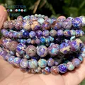 4-10mm Naturstein lila & See blau Meer Sediment Jaspis Runde Abstand halter lose Perle für Schmuck