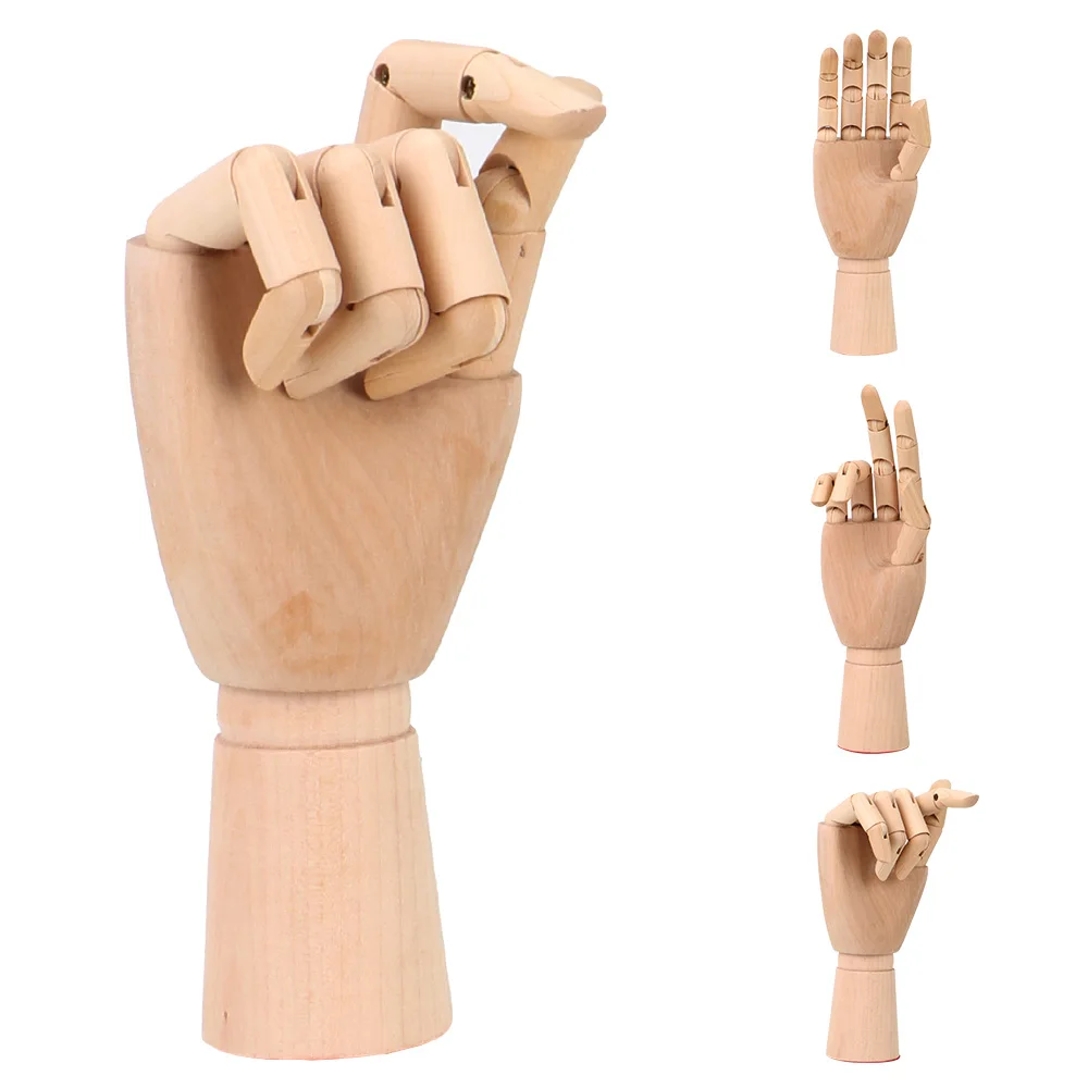 Flexible Gelenkpuppe, bewegliche Gliedmaßen, Holzhandmodell, Zeichenmodell, Skizzen-Schaufensterpuppenmodell, 25,4 cm hoch, Modelle für menschliche Künstler Image
