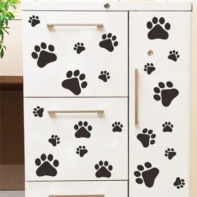 Niedlicher Hund Fußabdrücke Wandaufkleber Schlafzimmer Home Decor für Kinderzimmer Schrank Image