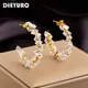 DIEYURO 316L Edelstahl Weiß Glanz Zirkon C Form Ohrringe Für Frauen Neue Luxus Mädchen Trend Schmuck