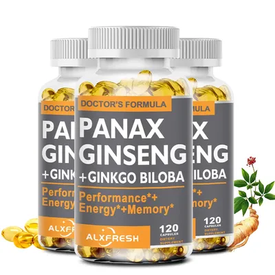 Alxfresh roter Panax Ginseng 500mg Ginkgo Biloba mg Ashwagandha für Energie Stärke Nahrungs