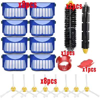 Neue Hauptbürste AeroVac Blaue Filter Borstenbürsten Flexibles Bürstenset für iRobot Roomba 600 610 Image