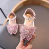 Sommer Mädchen Sandalen Mode Pailletten Strass Bogen Mädchen Prinzessin Schuhe Baby Mädchen Schuhe Flache Ferse Sandalen Größe 21-35 SHS104