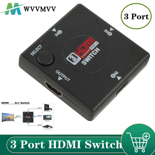 HDMI Switch 3 In 1 Out HDMI Switcher 3 Port Hub Box Auto Switch 3x1 1080p HD 3 in 1 out HDMI