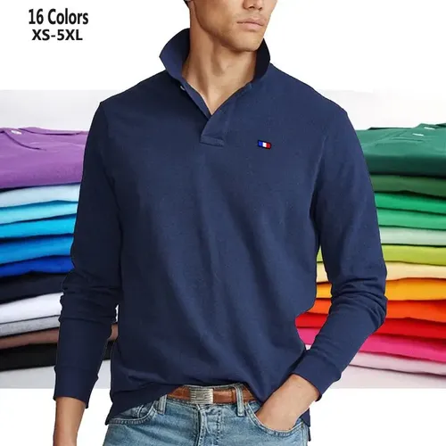 XS-5XL Mode Sportswear Hohe Qualität Neue-Design männer Polos Shirts Langarm 100% Baumwolle Casual