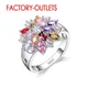 925 Sterling Silber Ring Modeschmuck bunte Zirkonia Blumen Design niedlichen Stil Frauen Mädchen