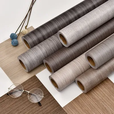 5 m wasserdichte, selbstklebende PVC-Tapetenrolle, Möbelschränke, Vinyl, dekorative Folie, Holzmaserung, Aufkleber für DIY-Heimdekoration Image