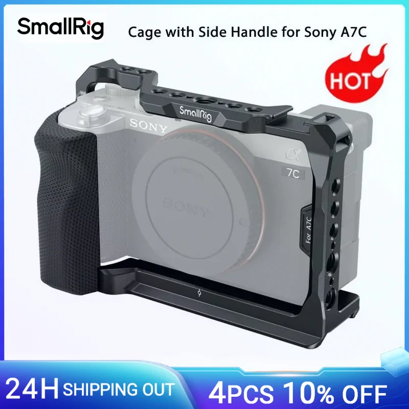 SmallRig Vollkäfig mit Silikon-Seitengriff für Sony A7C mit Positionierungslöchern für ARRI Schnellwechselplatte Arca und Cold Shoe Image