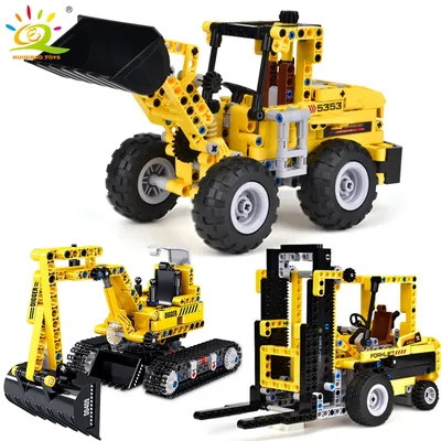 HUIQIBAO Engineering Truck Tech Baustein Stadt Bauspielzeug für Kinder Jungen Erwachsene Bagger Image