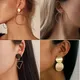 Neue Mode Runde Baumeln Koreanische Ohrringe Für Frauen Geometrische Runde Herz Gold Farbe Ohrring