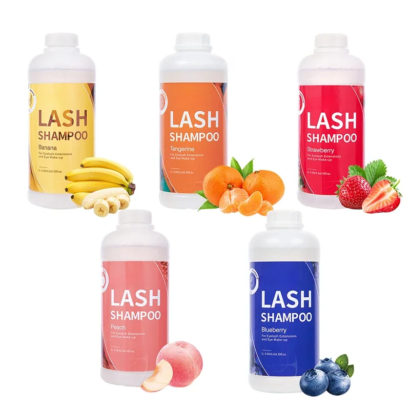 1L Wimpernreiniger Schaum Wimpernshampoo Keine Reizung Pumppresse Wimpernlift und Wachstumsset Flaschen Bürsten Wimpernverlängerung Image