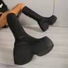 2023 marke Neue Gothic Stil Sexy Elegante Chunky Plattform Frauen Stiefeletten Große Größe 43