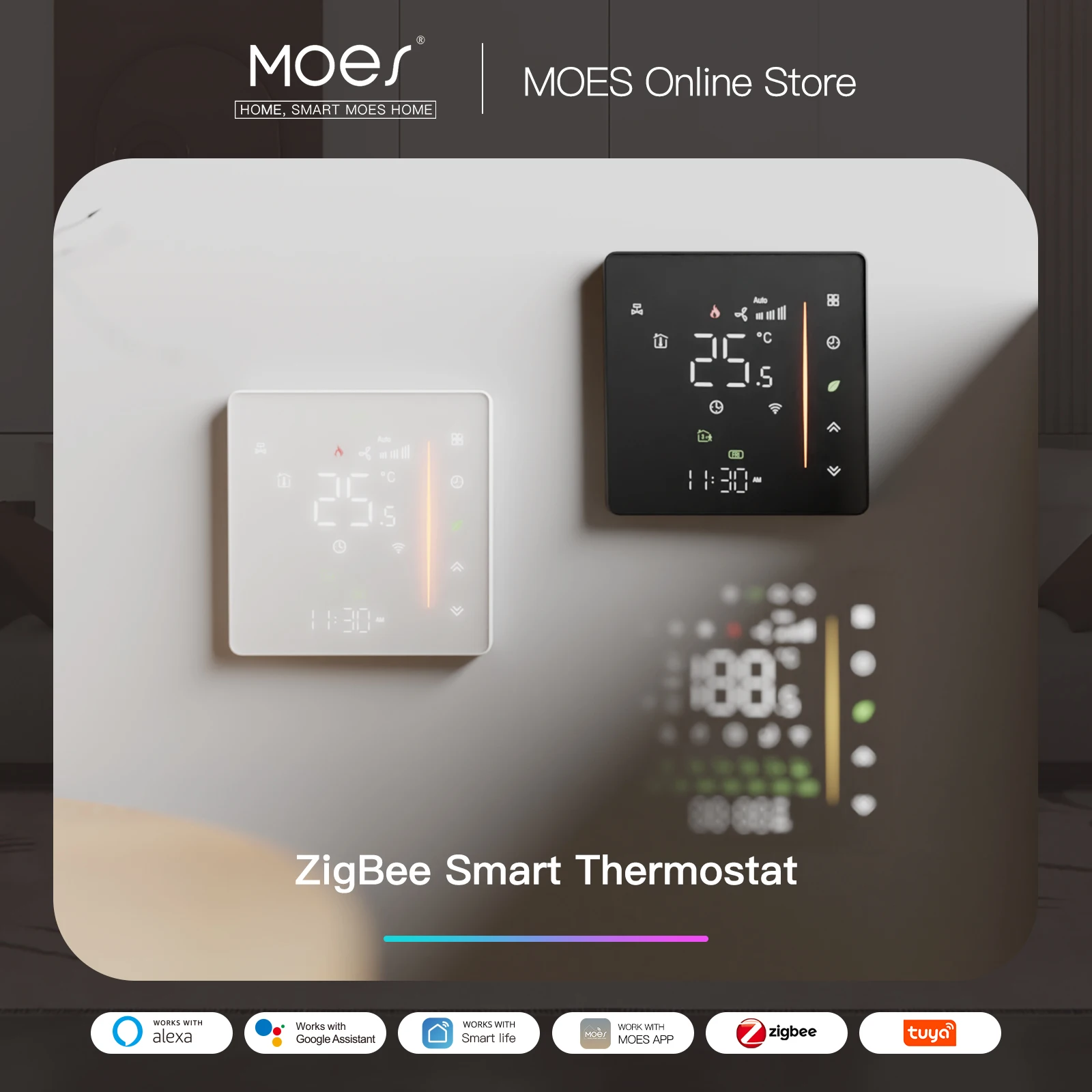 MOES Zigbee Thermostat Raum Temperatur Controller von Wasser/Elektrische Boden Heizung Gas Kessel Feuchtigkeit Tuya Arbeit mit Alex 5A16A Image