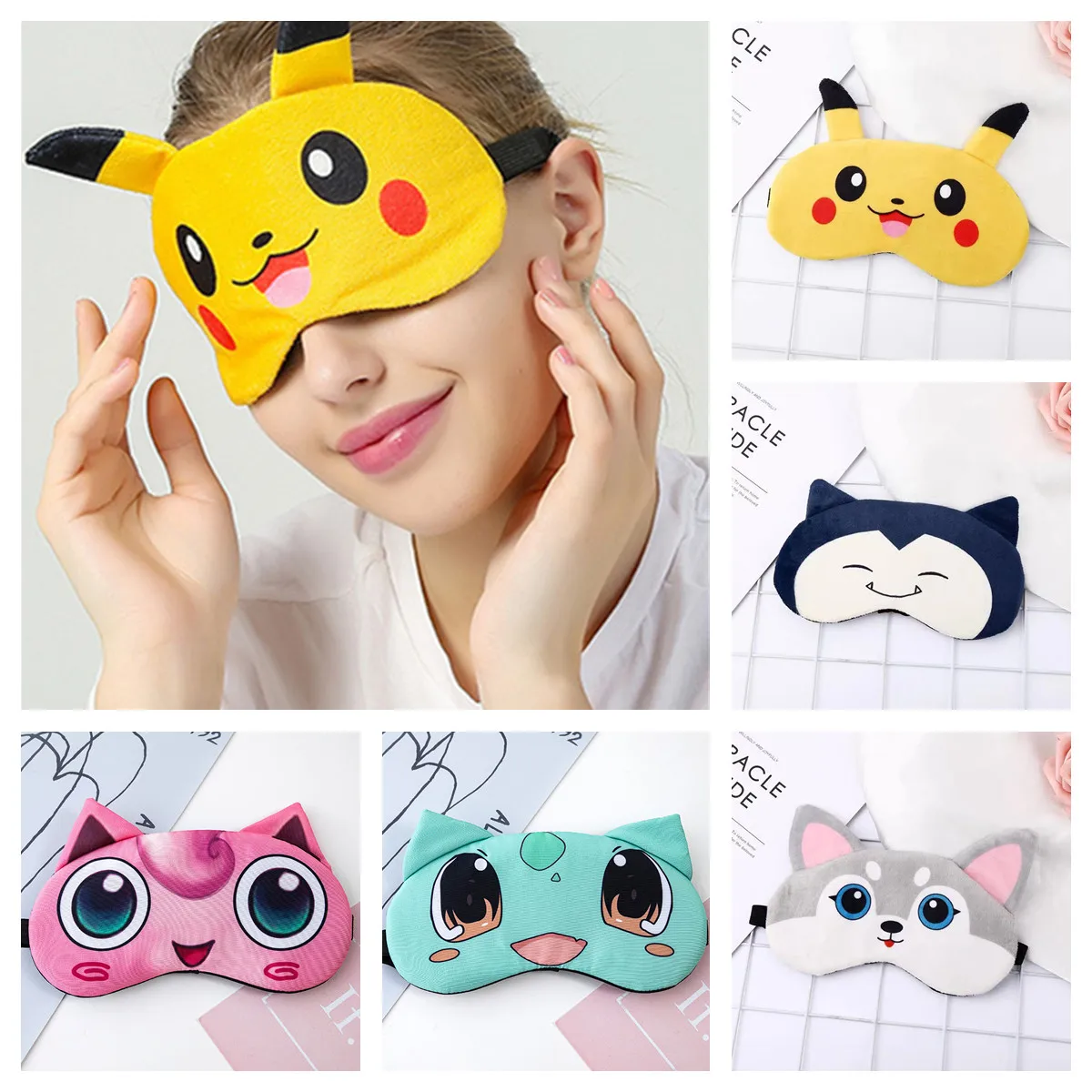 Pokemon Schlafen Augen Abdeckung Maske Schlaf Nette Pikachu Figur Nacht Traum Maske Verband Sortieren Augenbinde Für Männer Frauen Entspannen Gesundheit Nickerchen Image