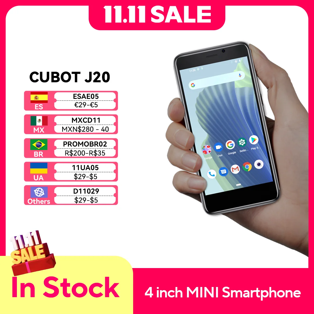 Cubot J20, mini handy, 4 Zoll Display, mini Smartphone ohne Vertrag, 16GB/32GB ROM (128GB erweitert), smartphone android 12, 2350mAh Akku, 5MP Hauptkamera, Dual SIM 4G mobiltelefone, handys, mini