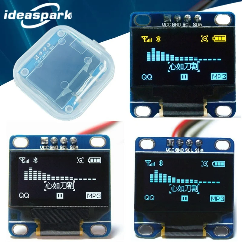 0,96 Zoll OLED-Anzeigemodul SSD1306 I2C IIC SPI Seriell 128X64 LCD 4-polig GelbBlau WeißBlau für Arduino (Pin-Header gelötet) Image