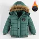 Neue Winter Jungen Jacke warmen Pelz kragen Mode Baby Mädchen Mantel Kapuze Reiß verschluss