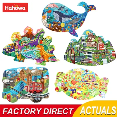 Hahowa Dinosaurier Puzzle Kind Stadt Tier Formen Puzzles für Kinder Lernspiel zeug Bildung Spielzeug Image
