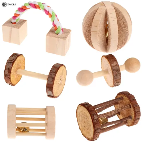 6 Teile/satz Pet Hamster Natürliche Holz Kauen Spielzeug Chinchilla Käfig Zubehör Kaninchen