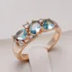 Kinel Neue Blau Natürliche Zirkon Ring für Frauen Geometrie 585 Rose Gold Ringe Vintage Ethnische